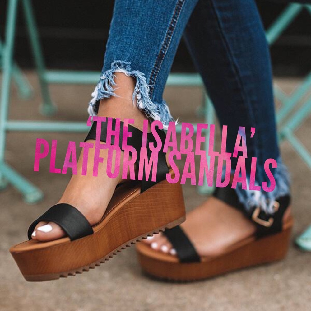 ‘The Isabella’ Platform Sandals In Black - Picture 1 of 7